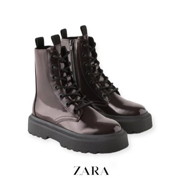 Zara Other - ZARA Kids | Maroon | FAUX PATENT LEATHER ANKLE BOOTS